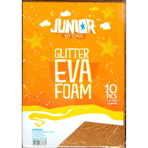 Αφρώδη Φύλλα Glitter Α4 Jolly Foam Πορτοκαλί 10 Τμχ