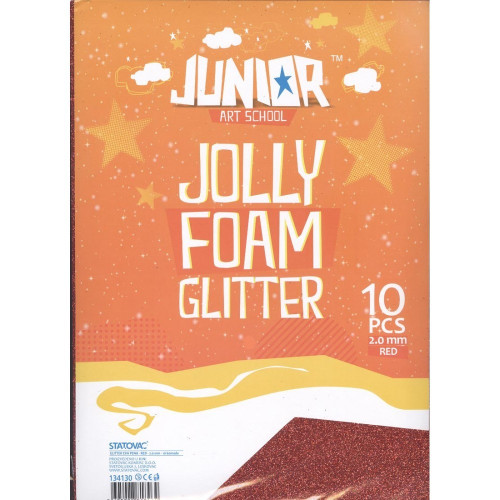 Αφρώδη Φύλλα Glitter Α4 Jolly Foam Κόκκινο 10 Τμχ