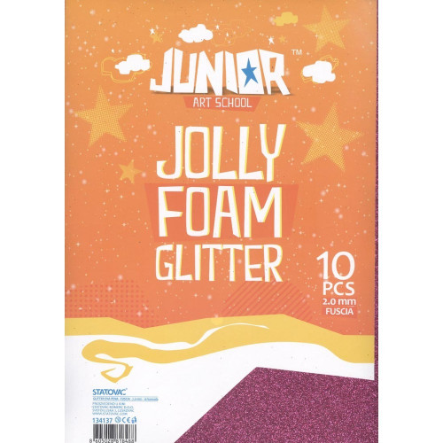 Αφρώδη Φύλλα Glitter Α4 Jolly Foam Ροζ 10 Τμχ