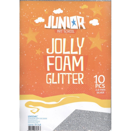 Αφρώδη Φύλλα Glitter Α4 Jolly Foam Ασημί 10 Τμχ