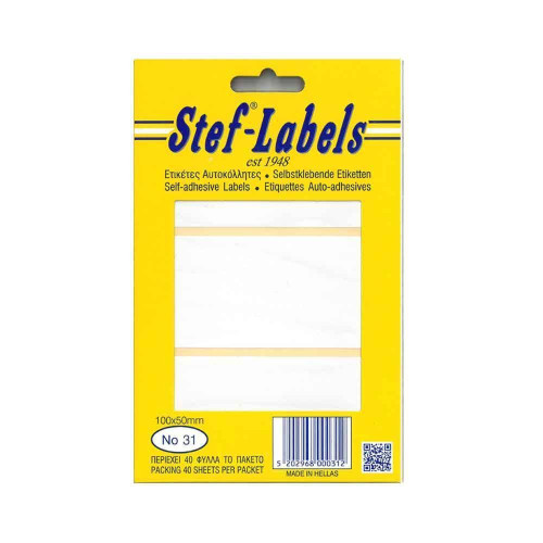 Stef-Labels Αυτοκόλλητες Ετικέτες Νο31 100x50mm 40φ