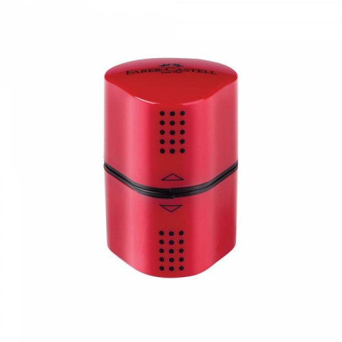 Ξύστρα με δοχείο Faber Castell Grip Τριγωνική Τριπλή Κόκκινη