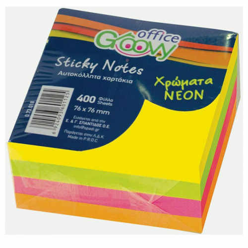 Χρωματιστά Αυτοκόλλητα Groovy Neon Κύβος 7.6x7.6cm 400 φύλλα