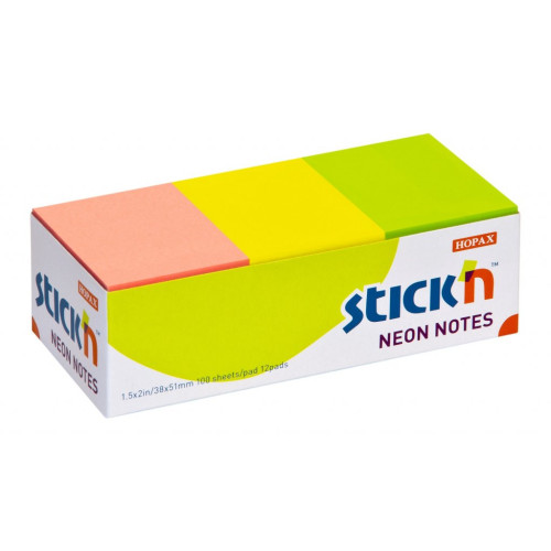 Χρωματιστά Αυτοκόλλητα Stick N Neon 3 Χρώματα 3.8x5cm