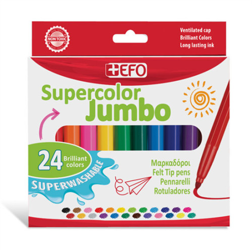 Μαρκαδόροι +EFO Supercolor Jumbo 24 χρωμάτων
